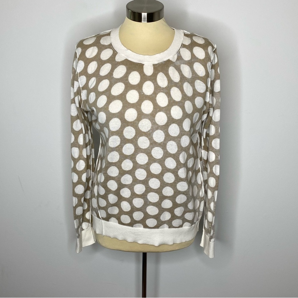 Michael Michael Kors Cream And Tan Polka Dot Crew Neck Sweater